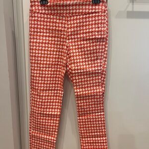 Women's Red Houndstooth Cropped Pants